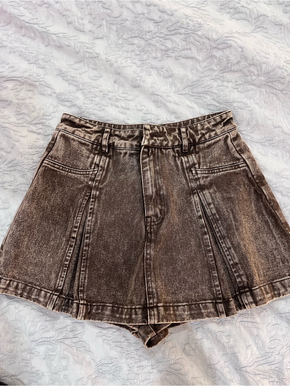 Women's Washed Brown Denim Shorts